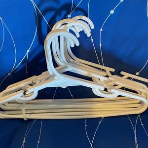 Plastic Children’s Hangers, white and blue colors. (Count of 20.)